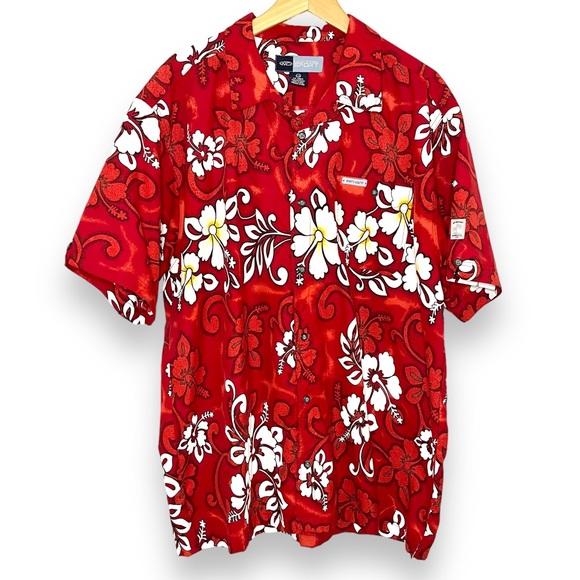 Red Floral Hawaiian Vintage Button Down Shirt - Picture 3 of 12
